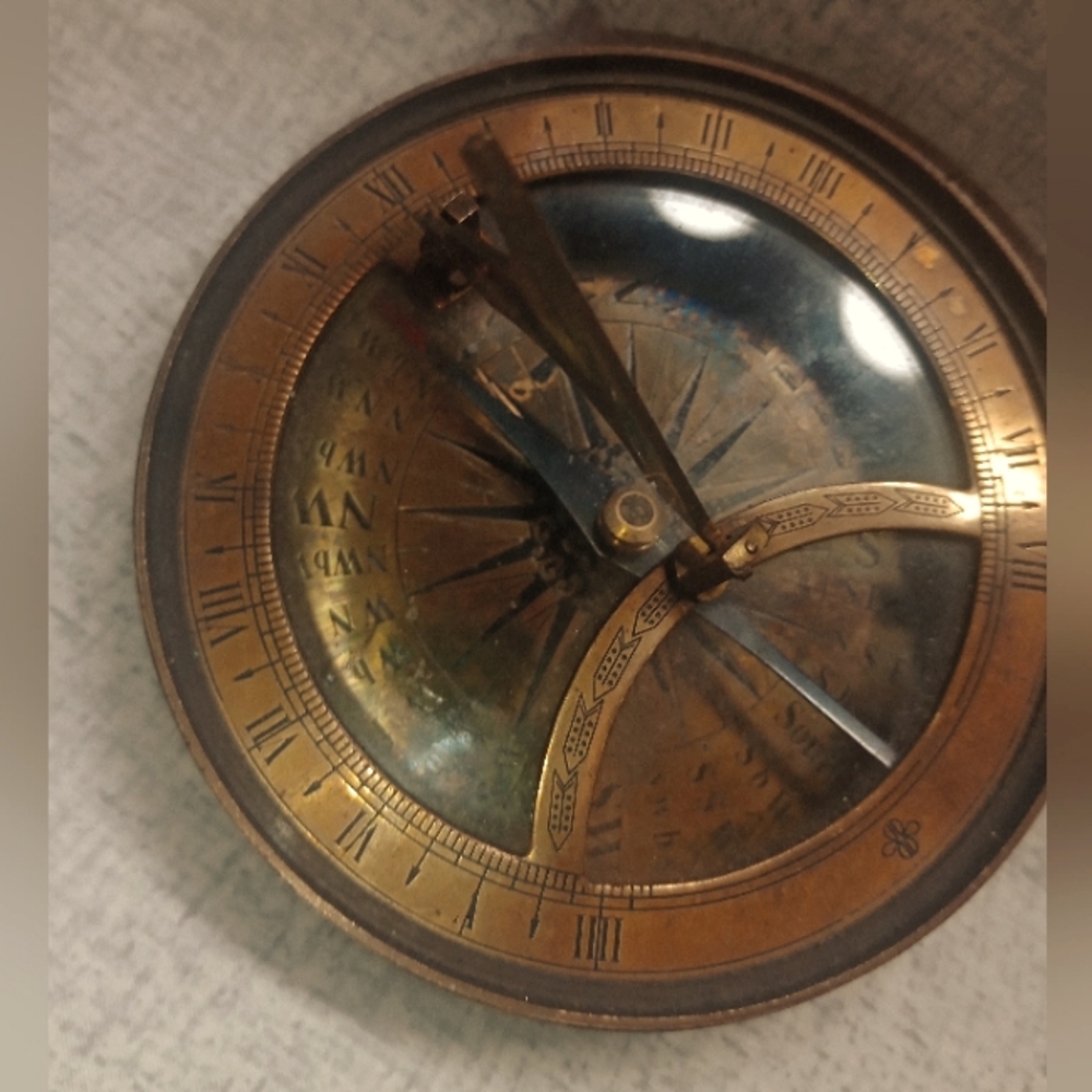 Antique solid brass Captains sundial compass.